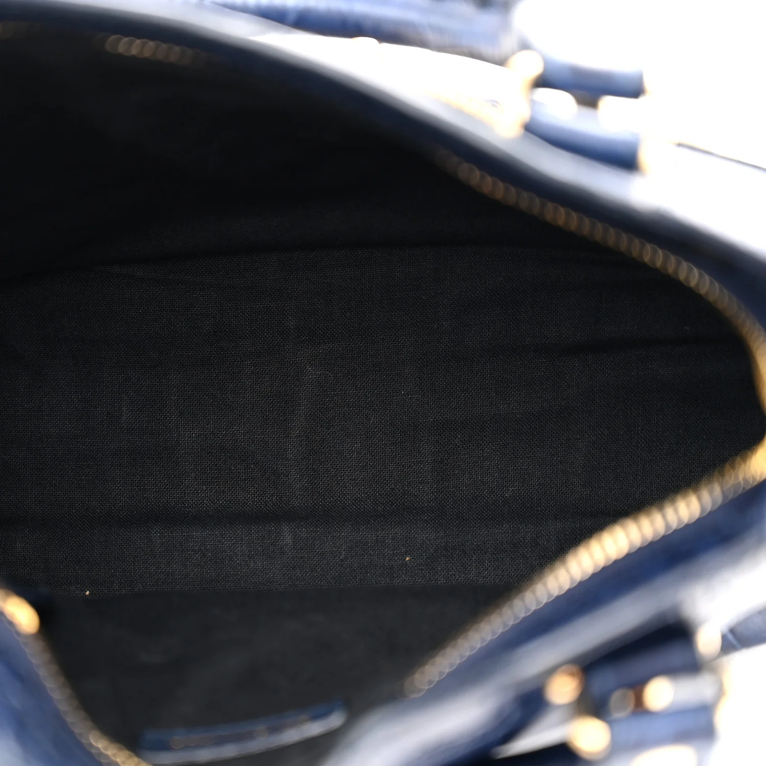 Calfskin Crocodile Embossed Gold Metallic Edge Hardware Mini City Bleu - Image 6