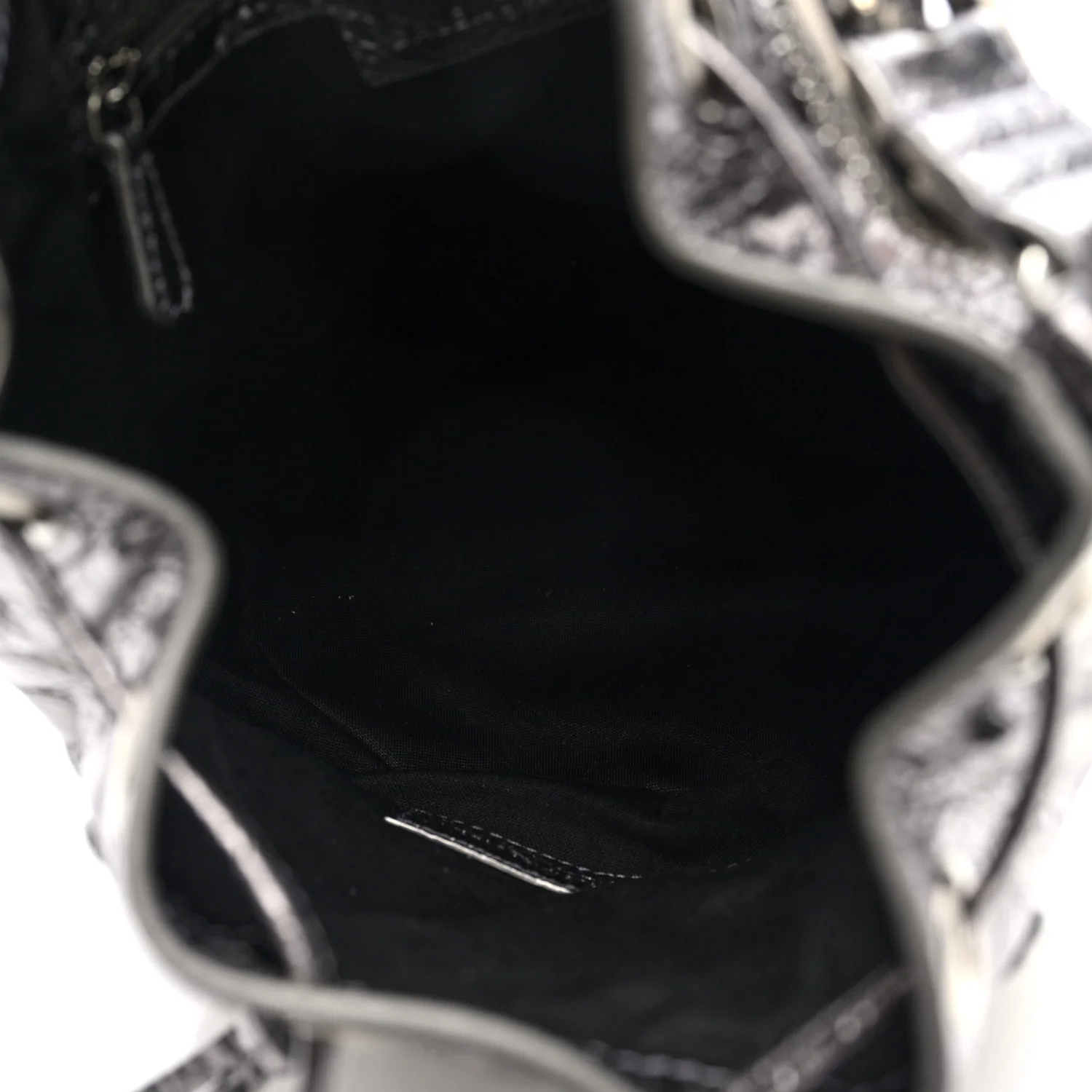 Metallic Agneau Arena Crystal Le Cagole Bucket Bag XS Silver - Image 6