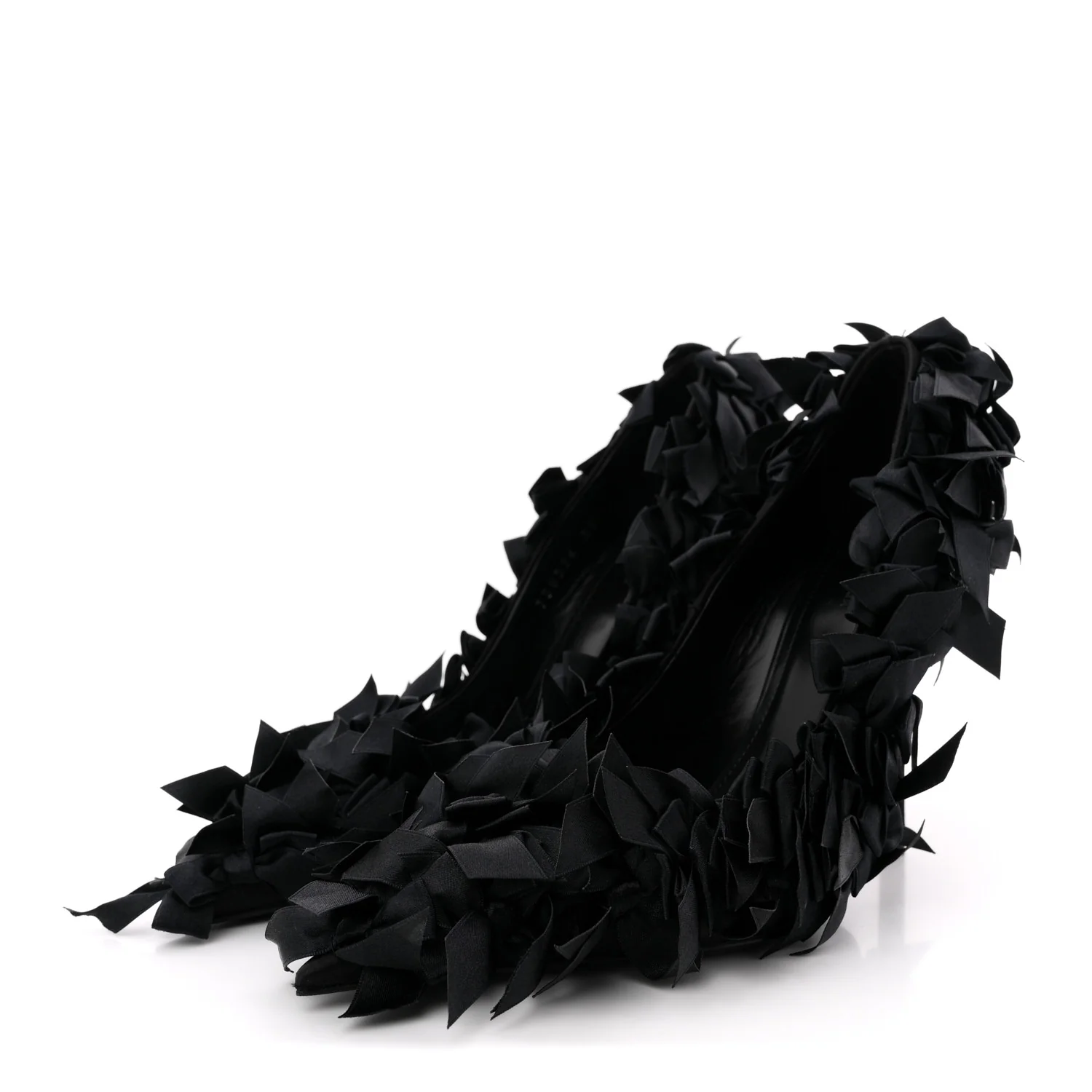 Satin Pointed Marie A Bows All Over 110mm Pumps  35 Black - Image 4