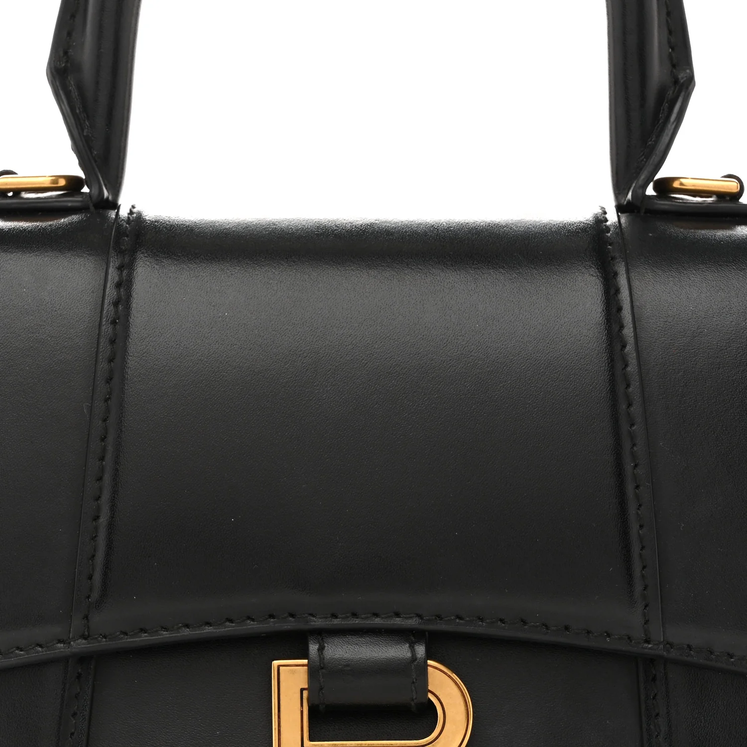 Shiny Box Calfskin Hourglass Top Handle Bag XS Black - Image 8