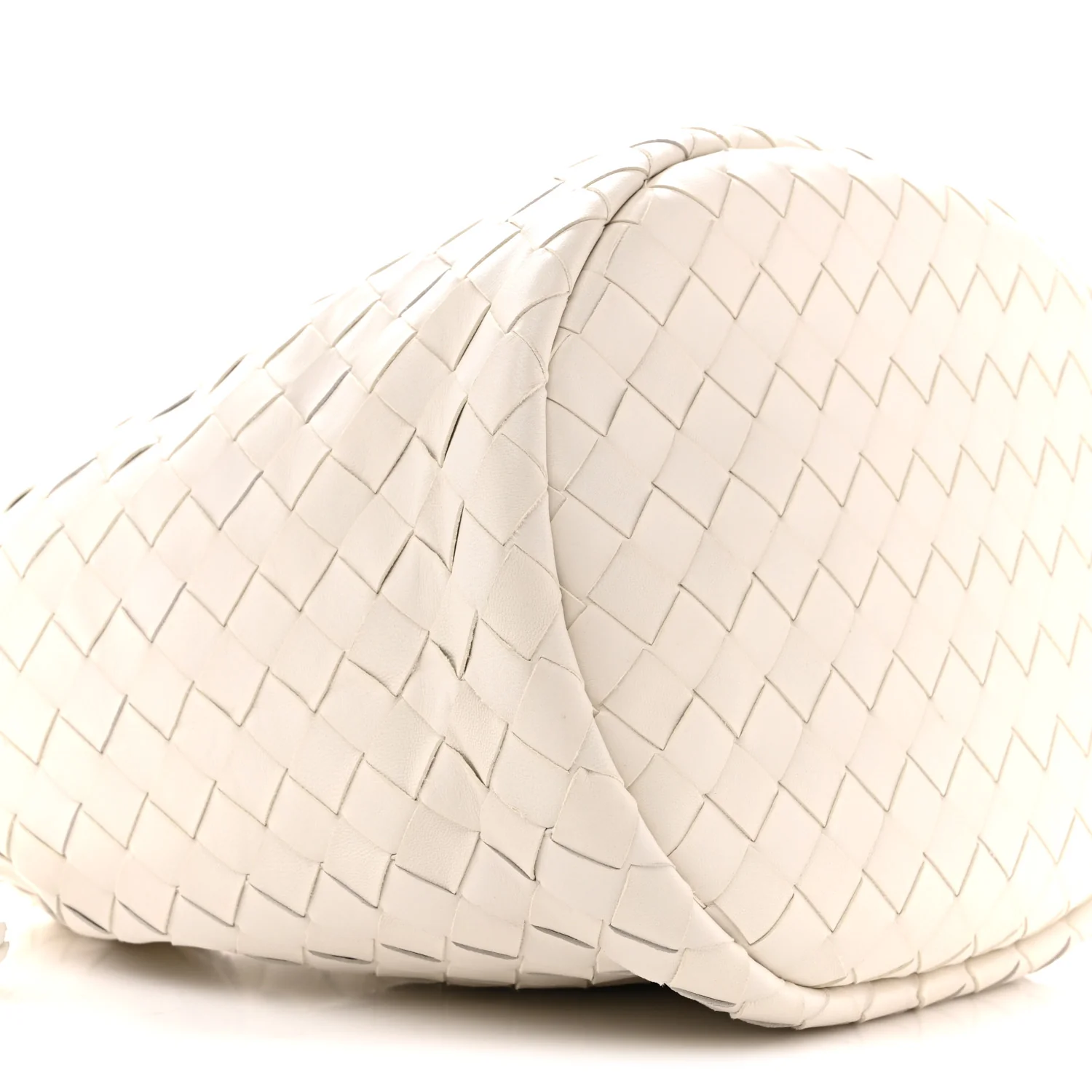 Calfskin Intrecciato Small Castello Bucket Bag White - Image 9