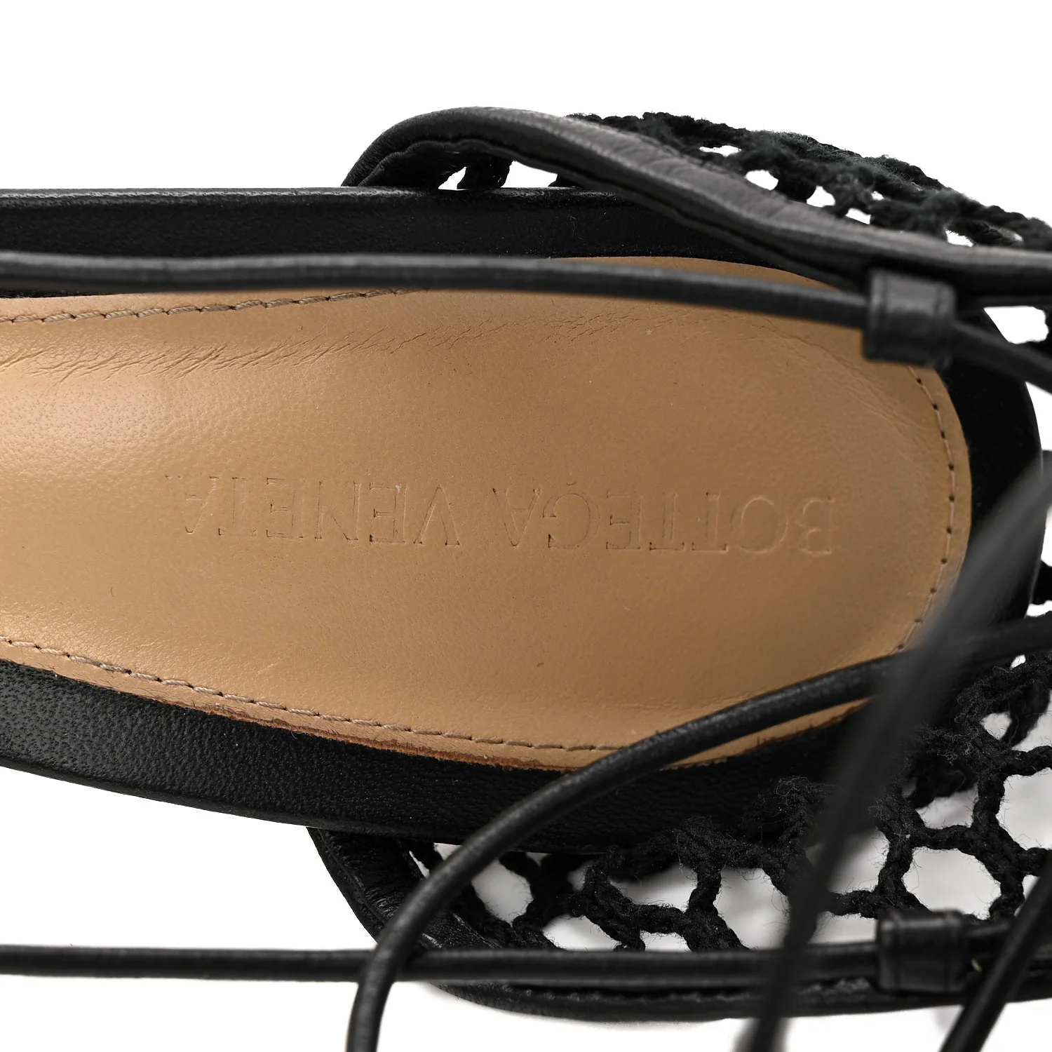 Mesh Nappa Stretch Ankle Tie 90mm Sandals 41 Black - Image 8