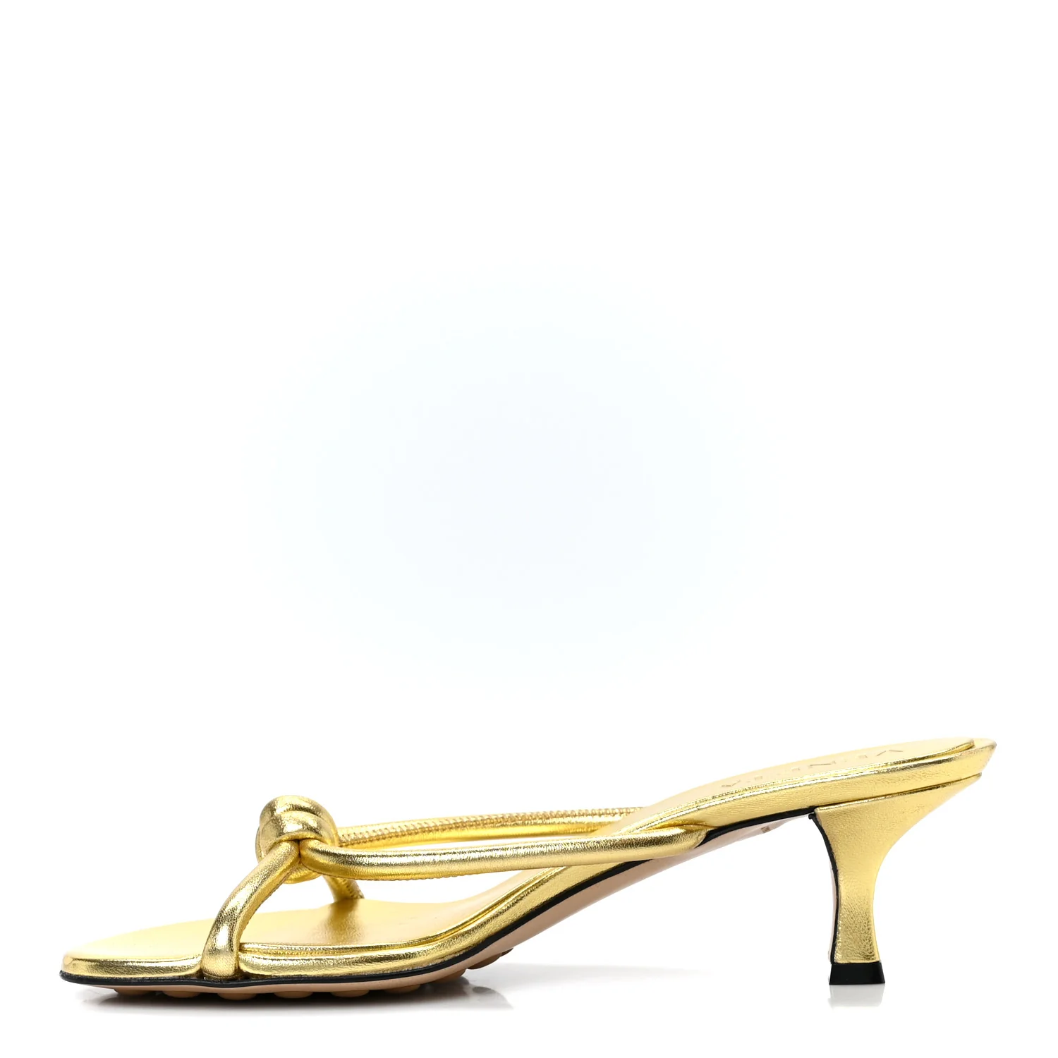 Metallic Nappa Blink Knot Mule Sandals 37.5 Gold