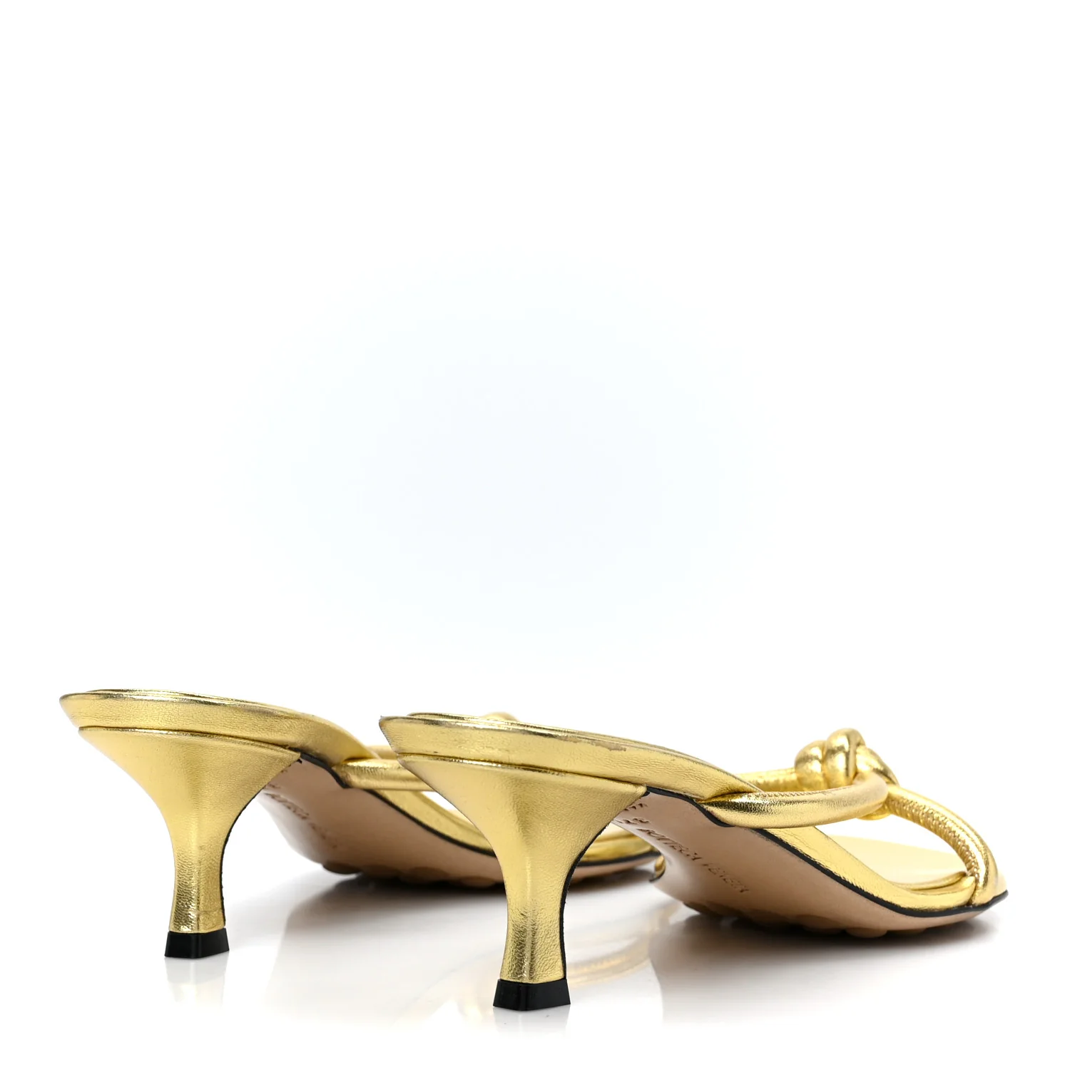 Metallic Nappa Blink Knot Mule Sandals 37.5 Gold - Image 5