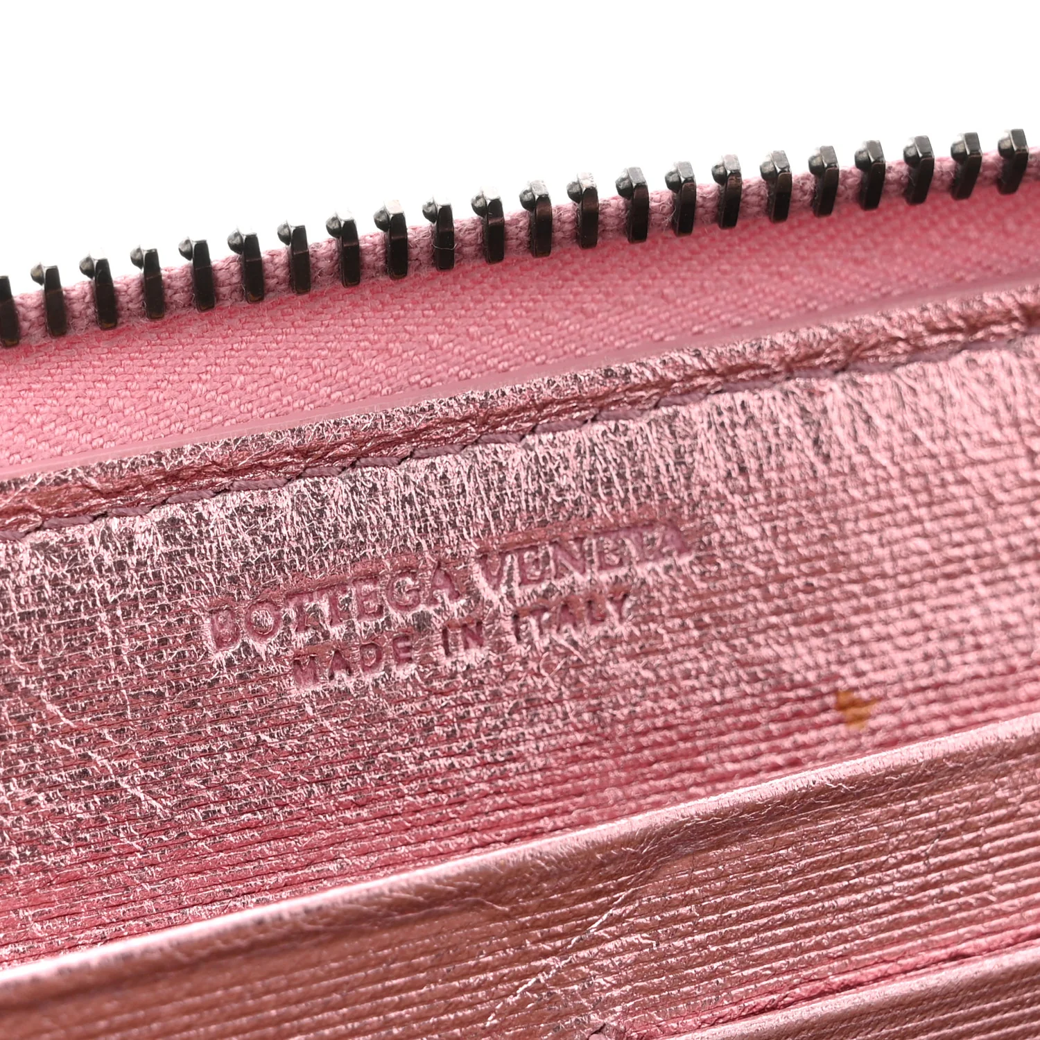 Metallic Nappa Intrecciato Zip Around Wallet Pink - Image 6