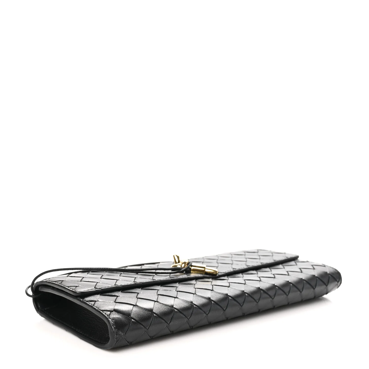 Nappa Intrecciato Long Andiamo Top Handle Clutch Black - Image 4