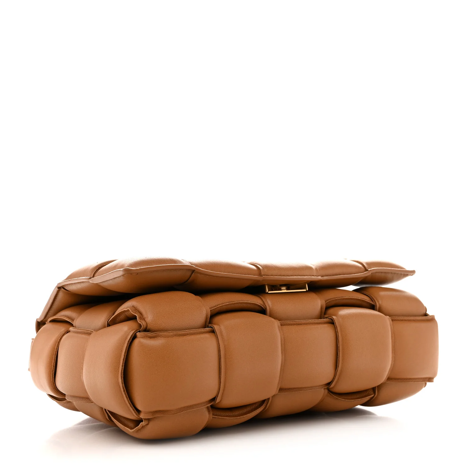 Nappa Maxi Intreccio Padded Cassette Crossbody Bag Caramel - Image 4