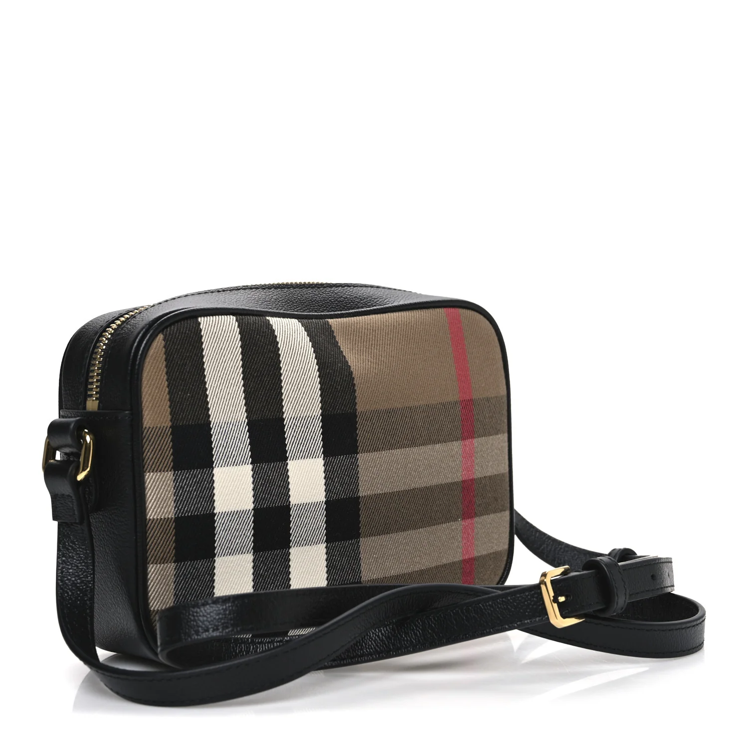 Giant Check Calfskin Small Camera Bag Black - Image 3
