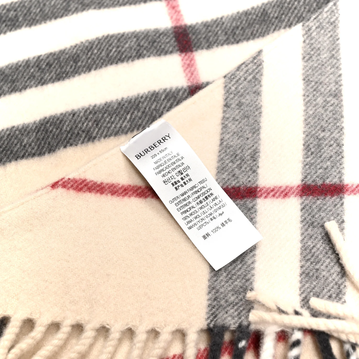 Wool Giant Check Cape Scarf Ivory - Image 3