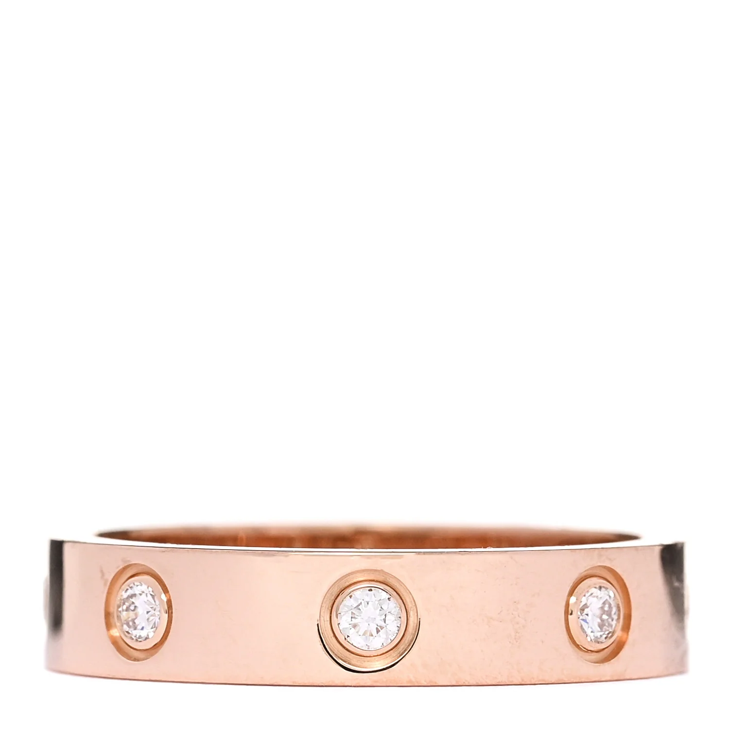 18K Pink Gold 8 Diamond 4mm LOVE Wedding Band Ring 52 6 - Image 3