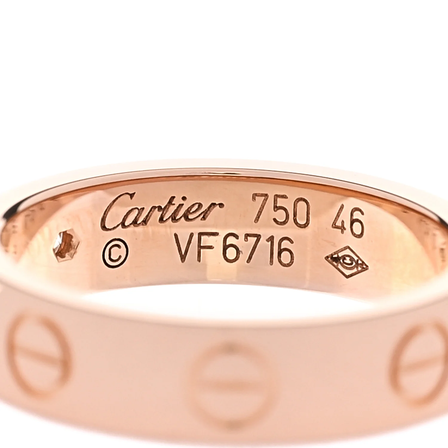 18K Pink Gold Diamond 4mm LOVE Wedding Band Ring 46 3.75 - Image 4