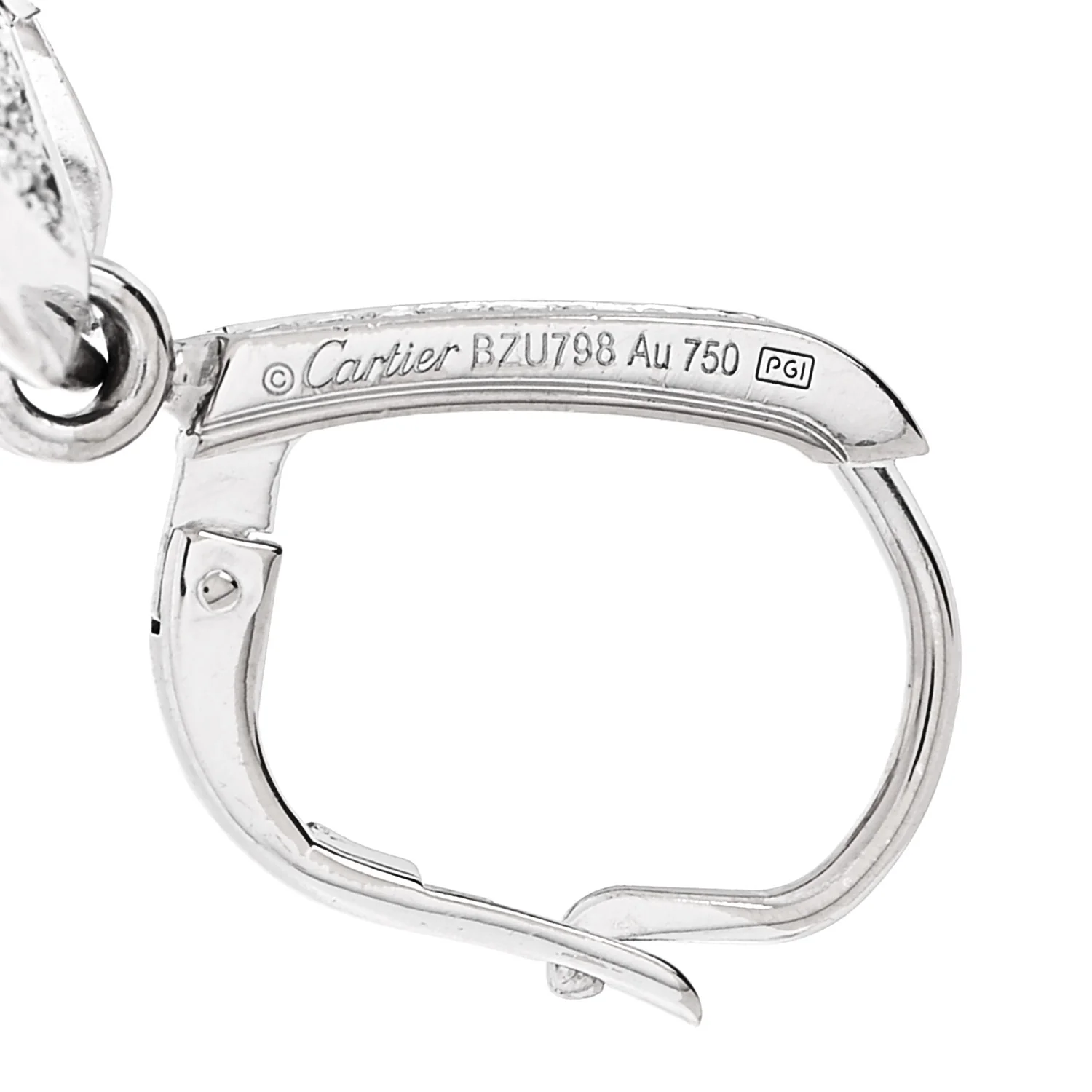 18K White Gold Diamond Amulet Pave Earrings - Image 4
