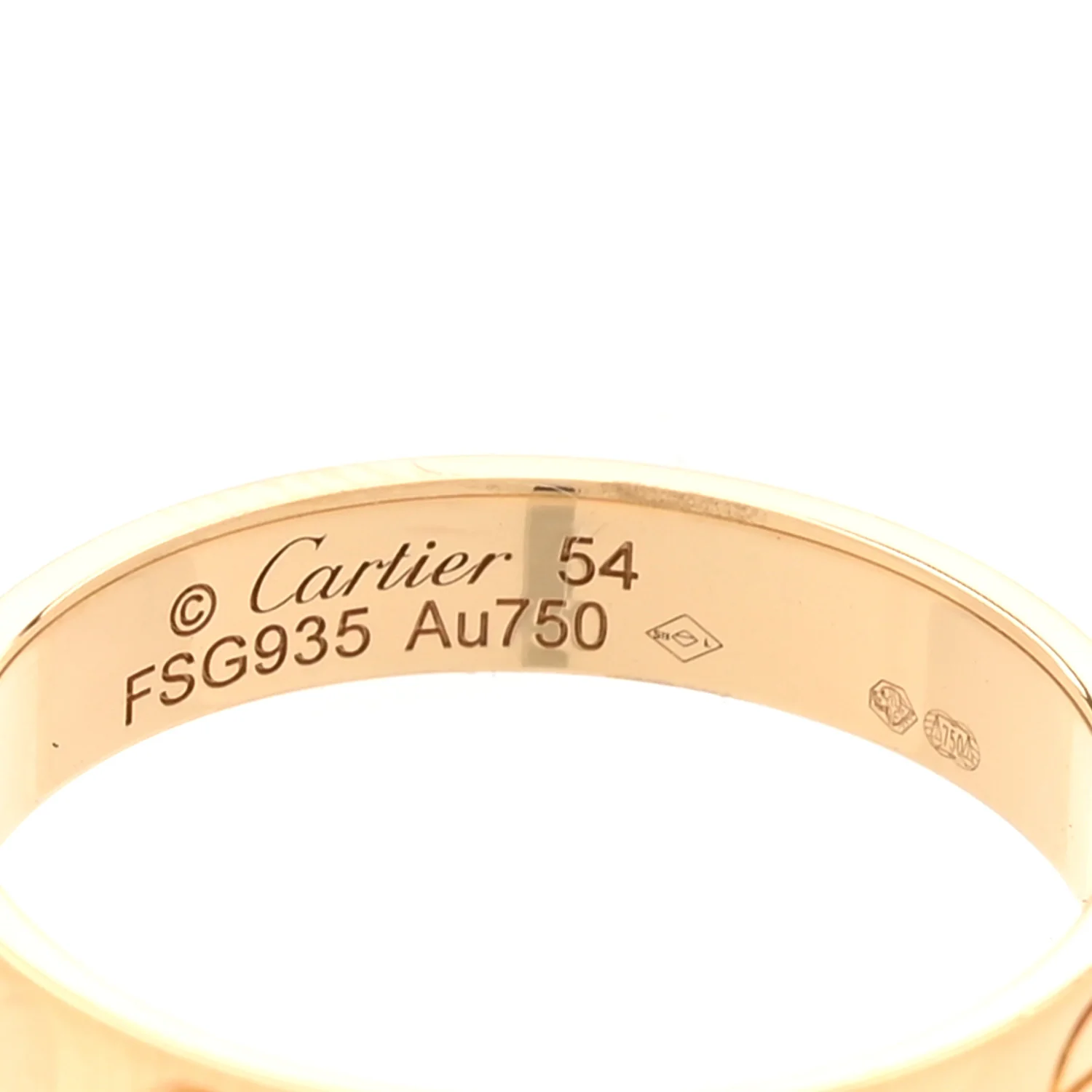 18K Yellow Gold 3.5mm LOVE Wedding Band Ring 54 7 - Image 4