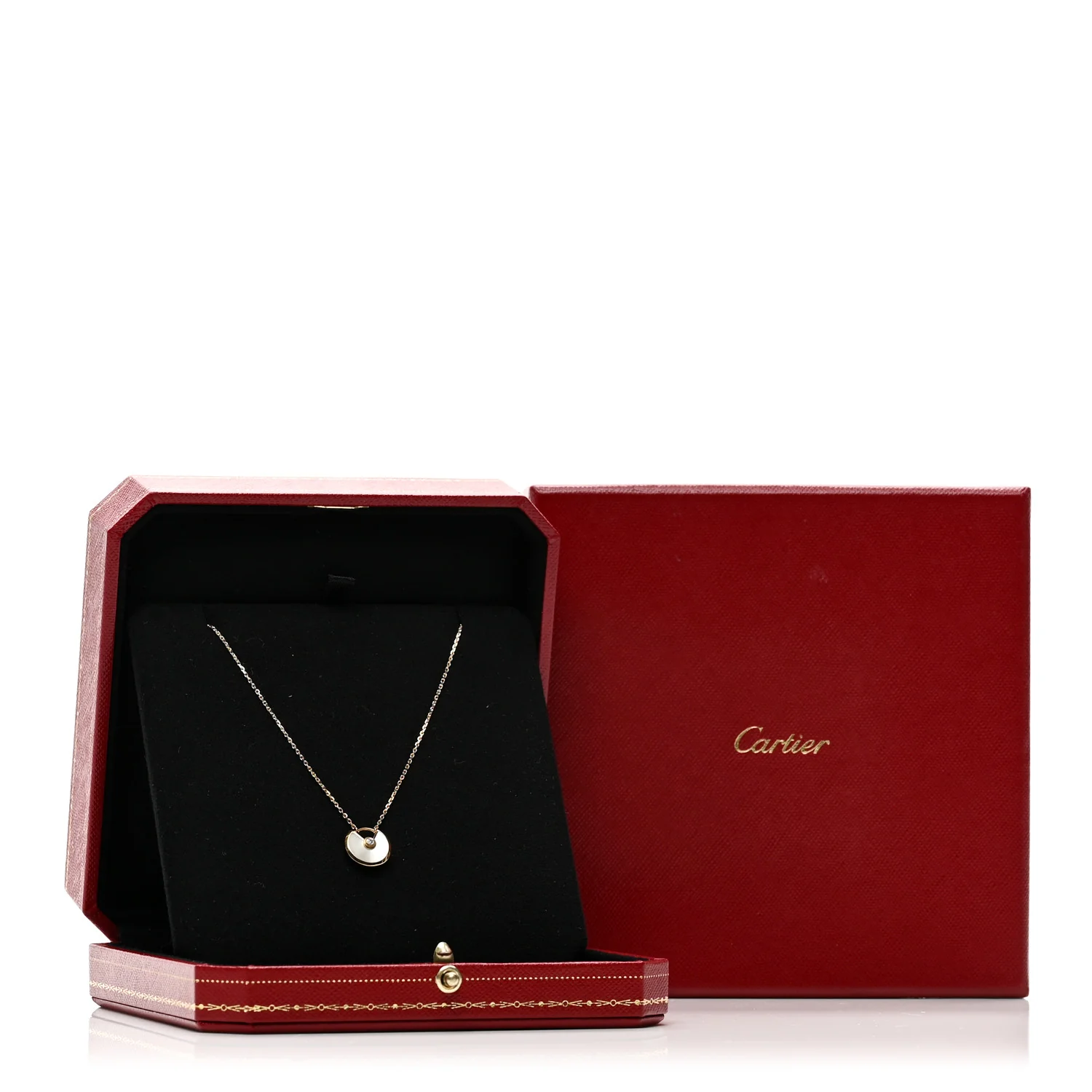 18K Yellow Gold Diamond Mother of Pearl XS Amulette de Cartier Pendant Necklace - Image 5