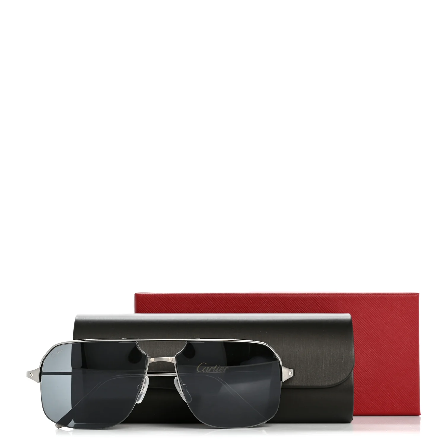 Metal Santos De Cartier Aviator Sunglasses CT0230S Silver - Image 9
