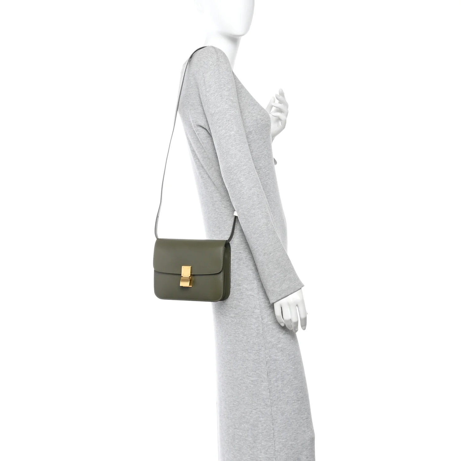 Box Calfskin Teen Classic Box Flap Bag Dark Olive - Image 2