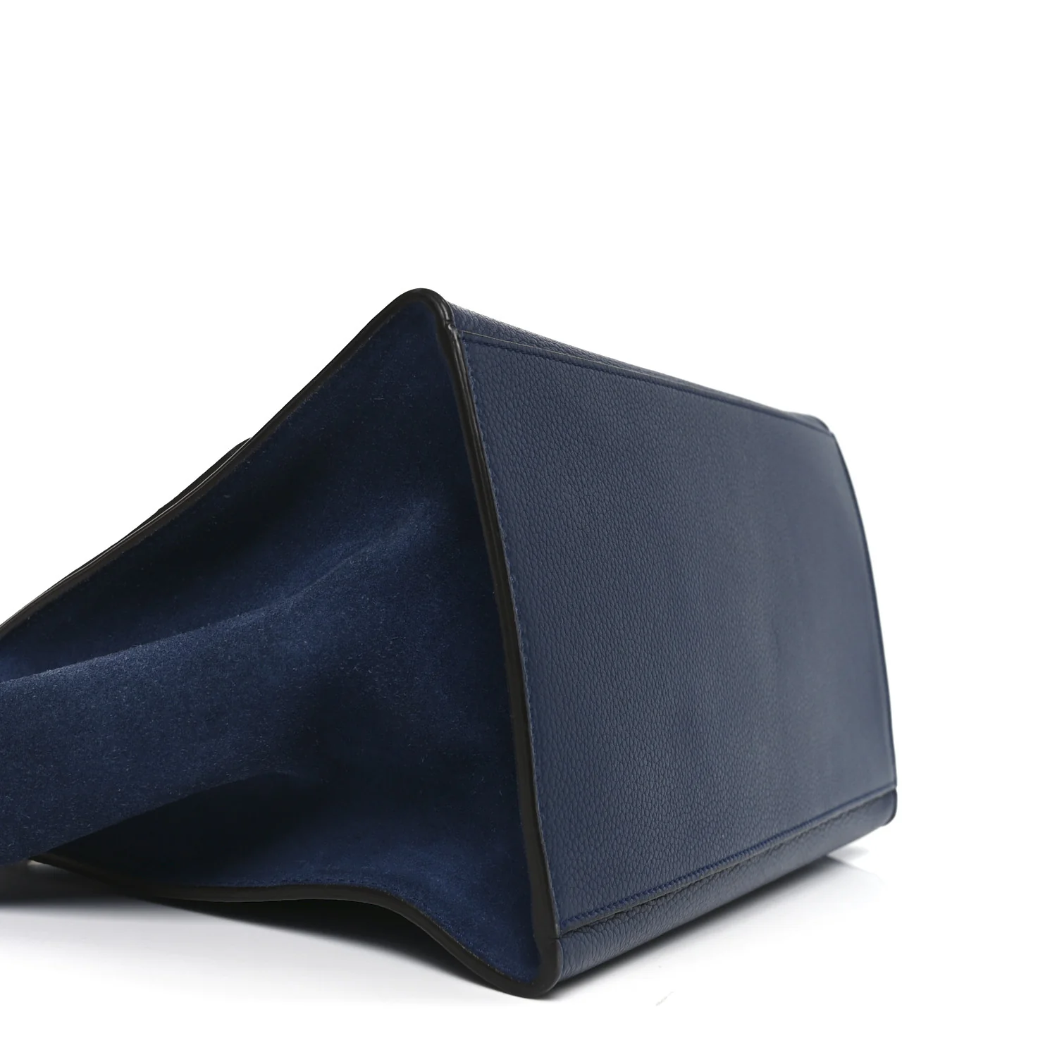 Drummed Calfskin Suede Medium Trapeze Navy Blue - Image 14