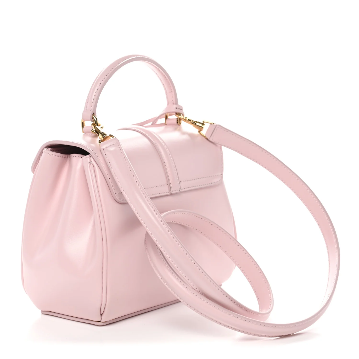 Satinated Calfskin Mini 16 Top Handle Bag Pastel Pink - Image 3