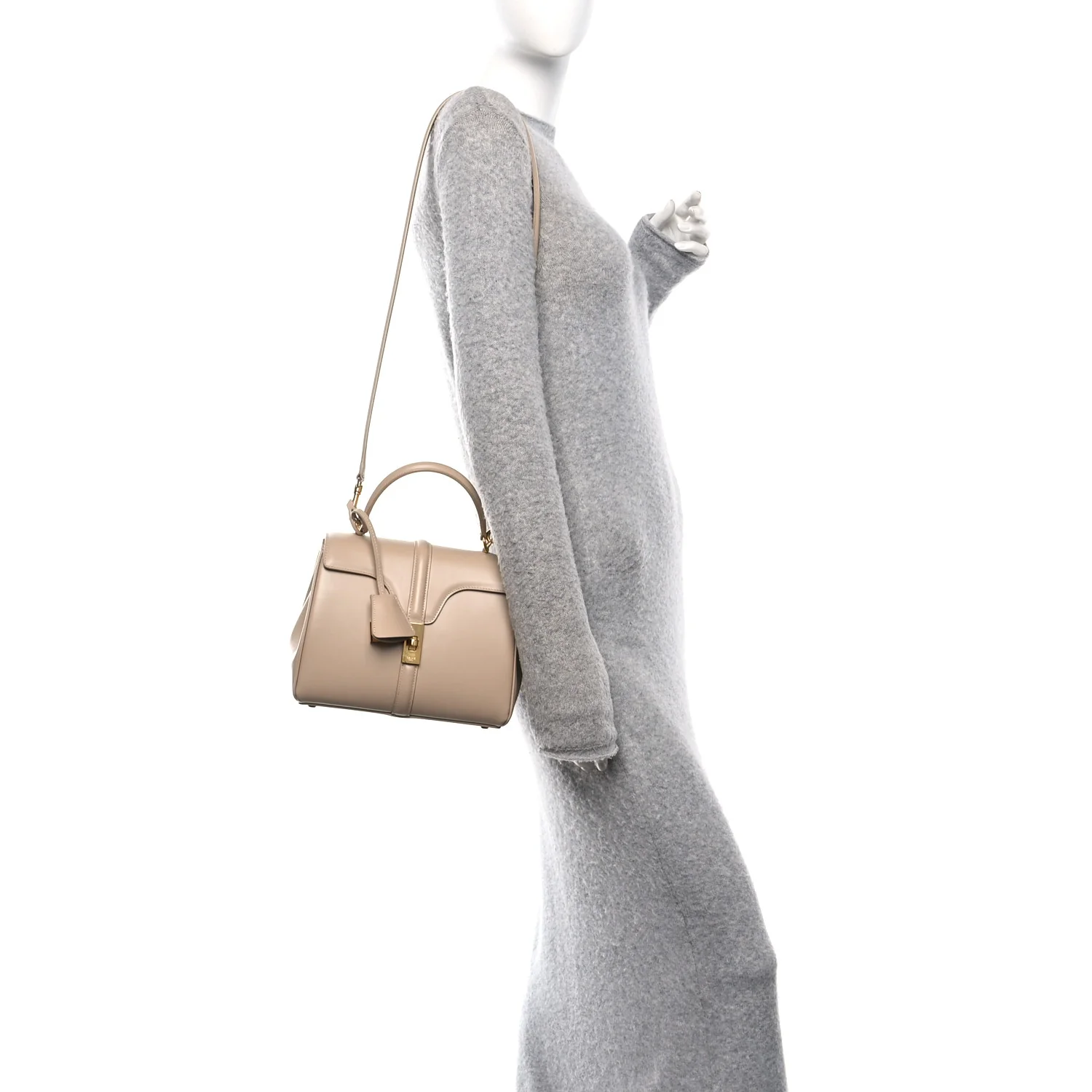 Satinated Calfskin Small 16 Top Handle Bag Nude - Image 2