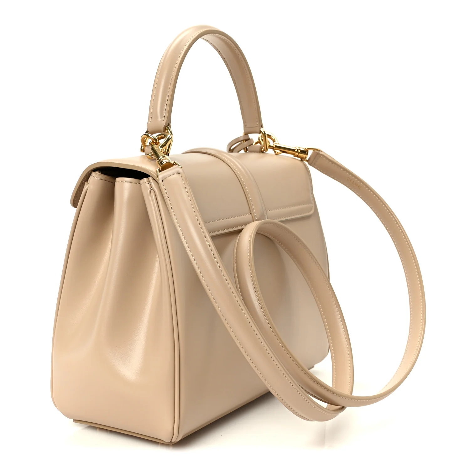 Satinated Calfskin Small 16 Top Handle Bag Nude - Image 3