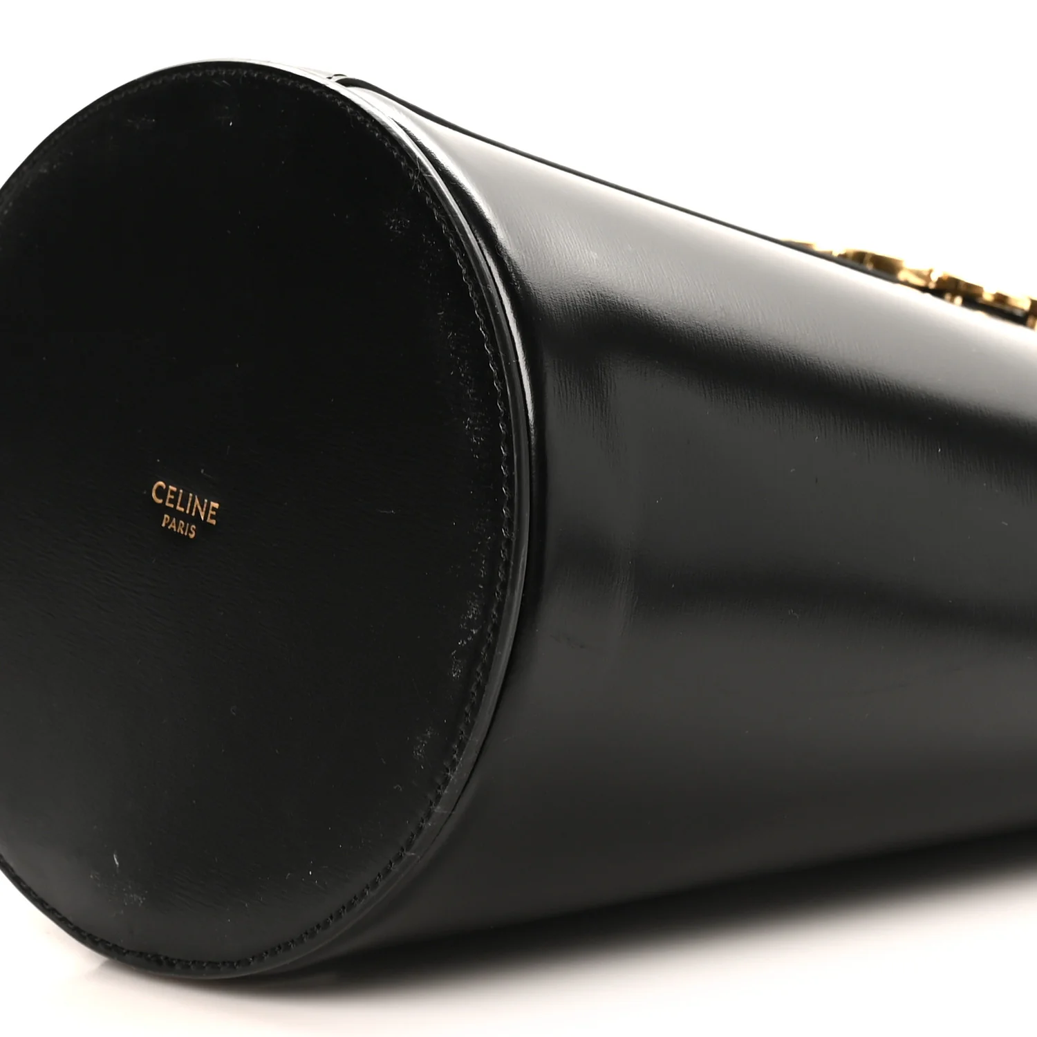 Shiny Calfskin Triomphe Bucket Bag Black - Image 10