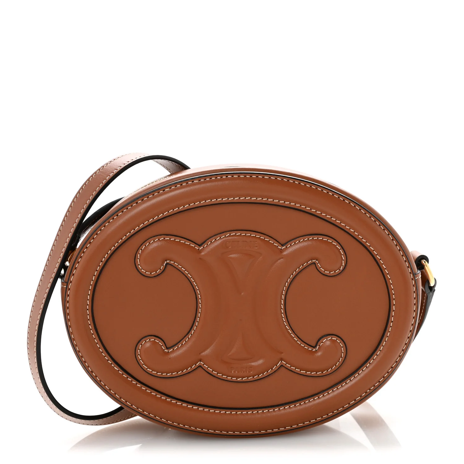 Smooth Calfskin Cuir Triomphe Oval Bag Tan