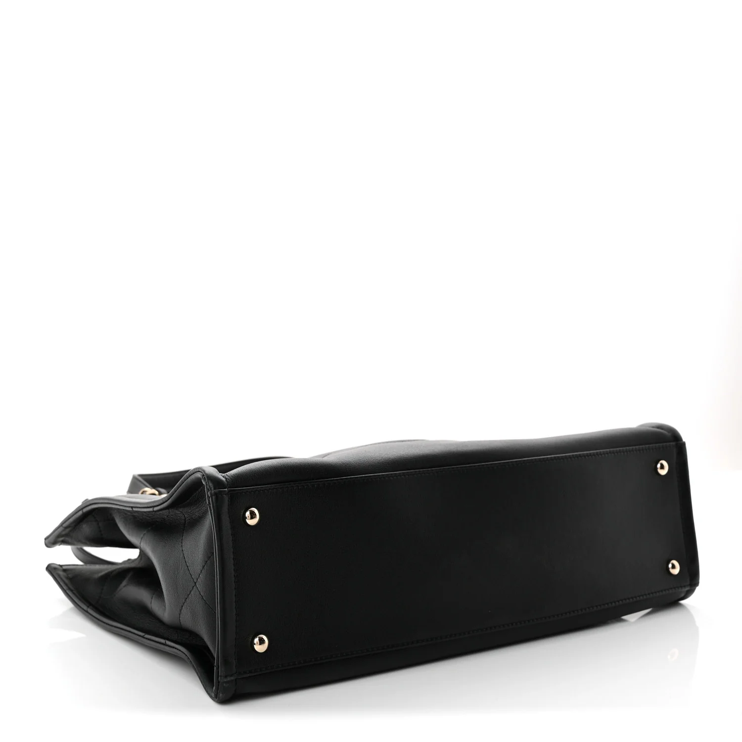 Calfskin CC Zipped Shopping Tote Black - Image 4