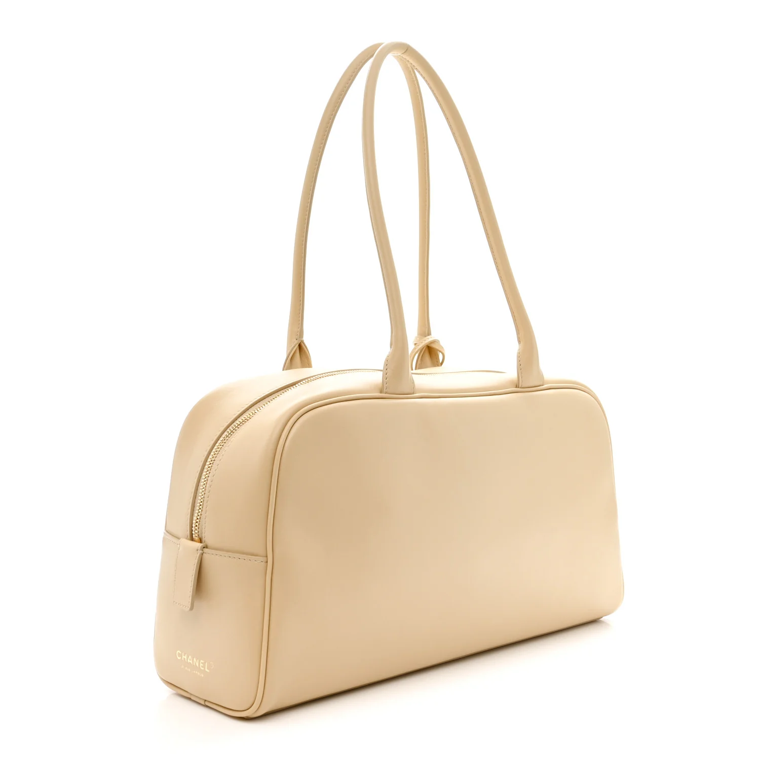 Calfskin Large Bowling Bag Beige - Image 3