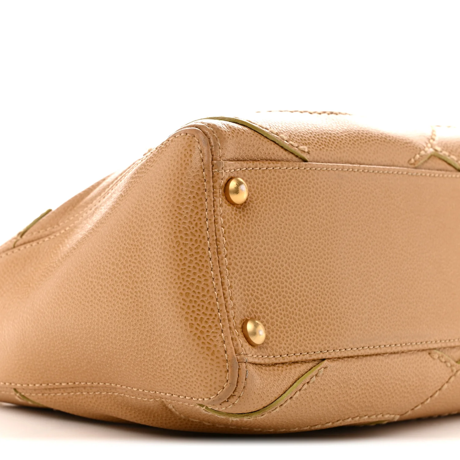 Caviar CC Stitched Shoulder Bag Beige - Image 9