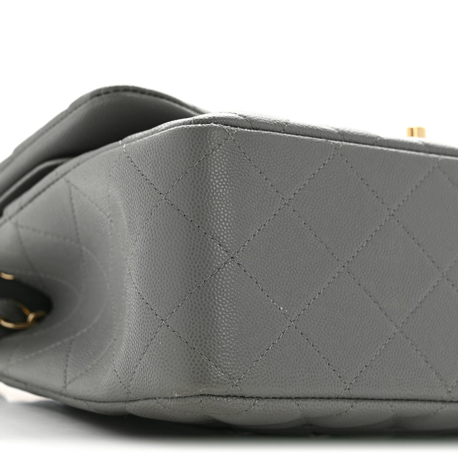 Caviar Quilted Jumbo Double Flap Grey - Image 9