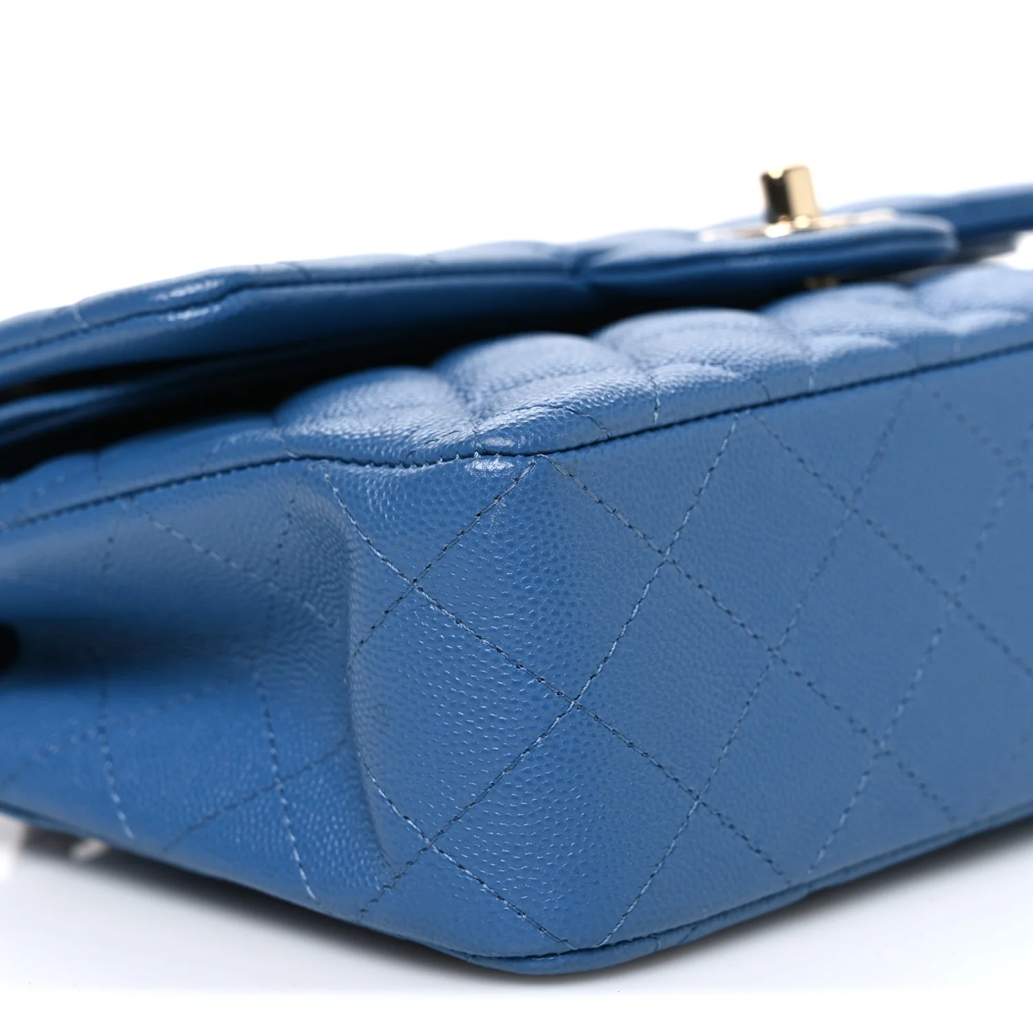 Caviar Quilted Medium Double Flap Blue - Image 8