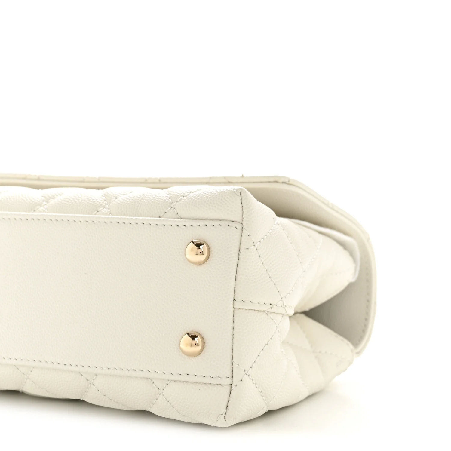 Caviar Quilted Mini Coco Handle Flap White - Image 10