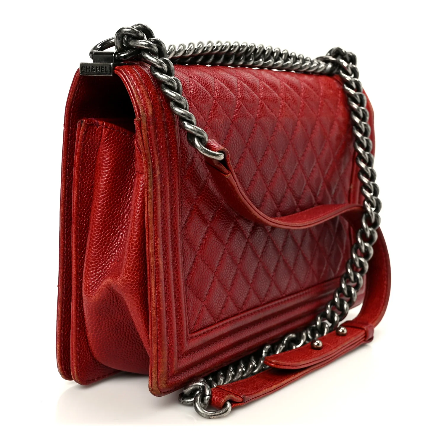 Caviar Quilted New Medium Boy Flap Dark Red - Image 3