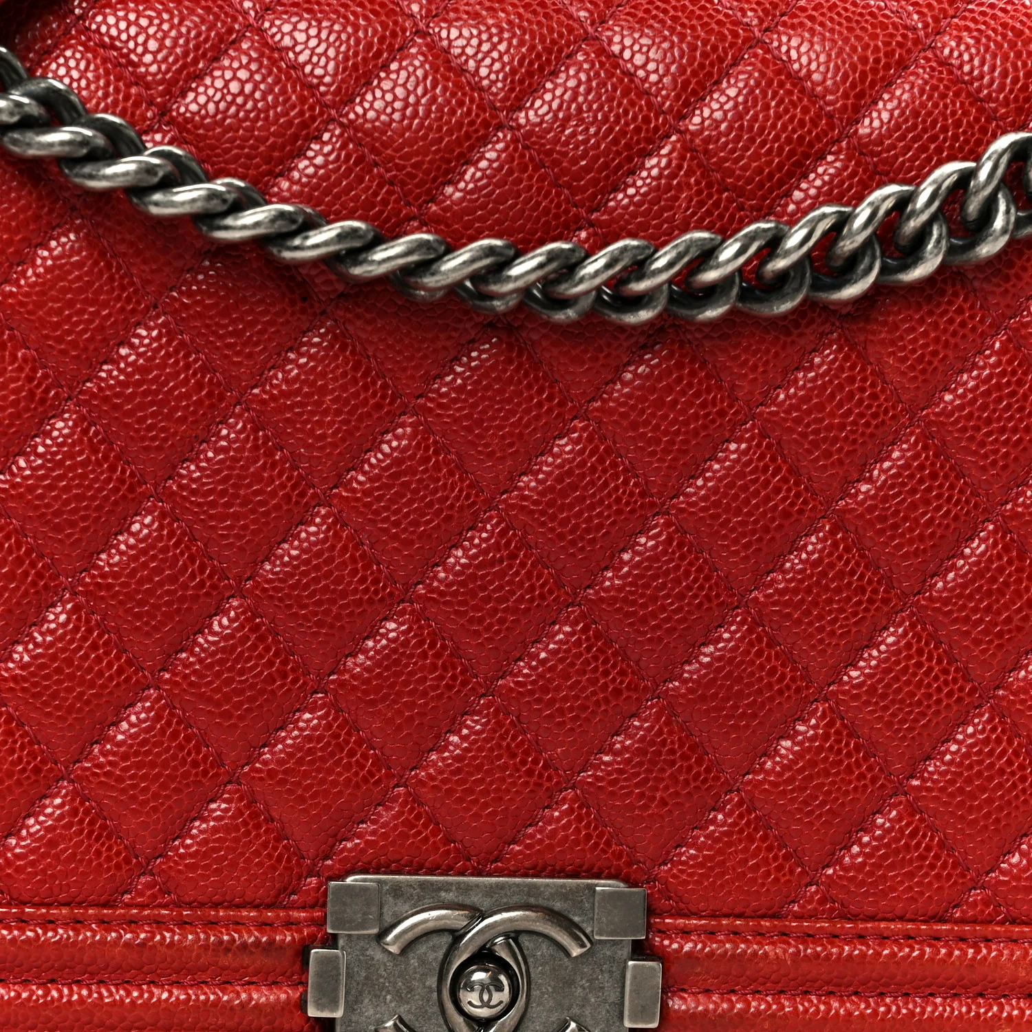 Caviar Quilted New Medium Boy Flap Dark Red - Image 8