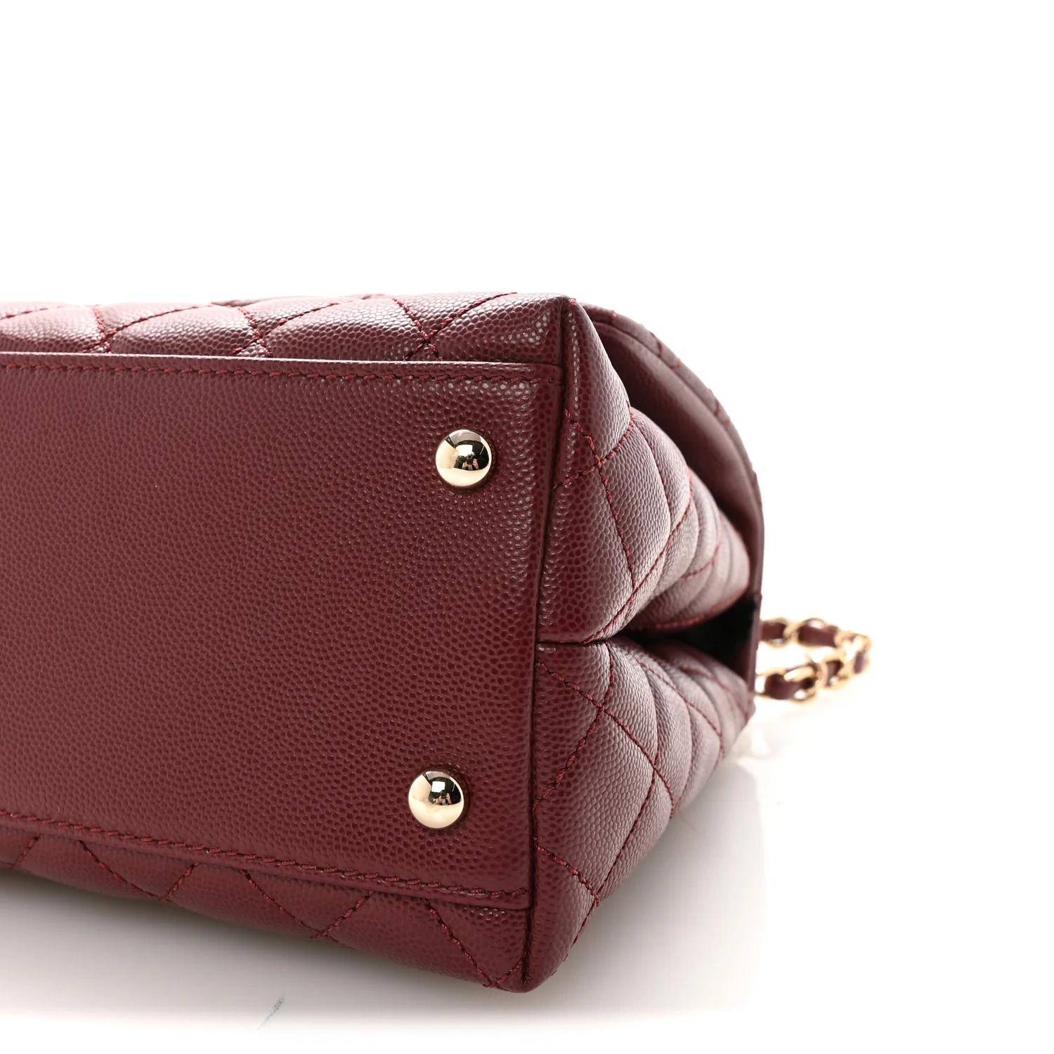 Caviar Quilted Small Coco Handle Flap Burgundy - Image 10