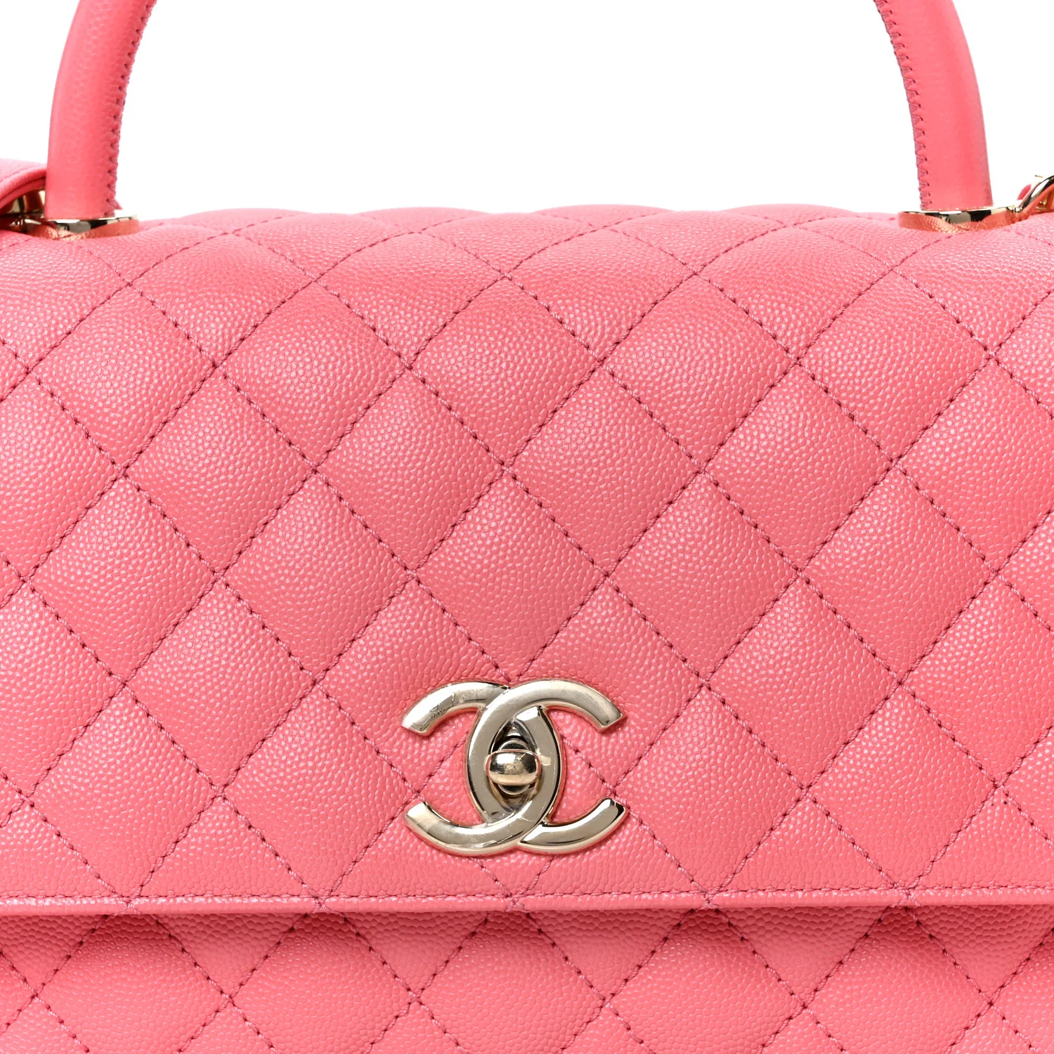 Caviar Quilted Small Coco Handle Flap Pink - Image 7