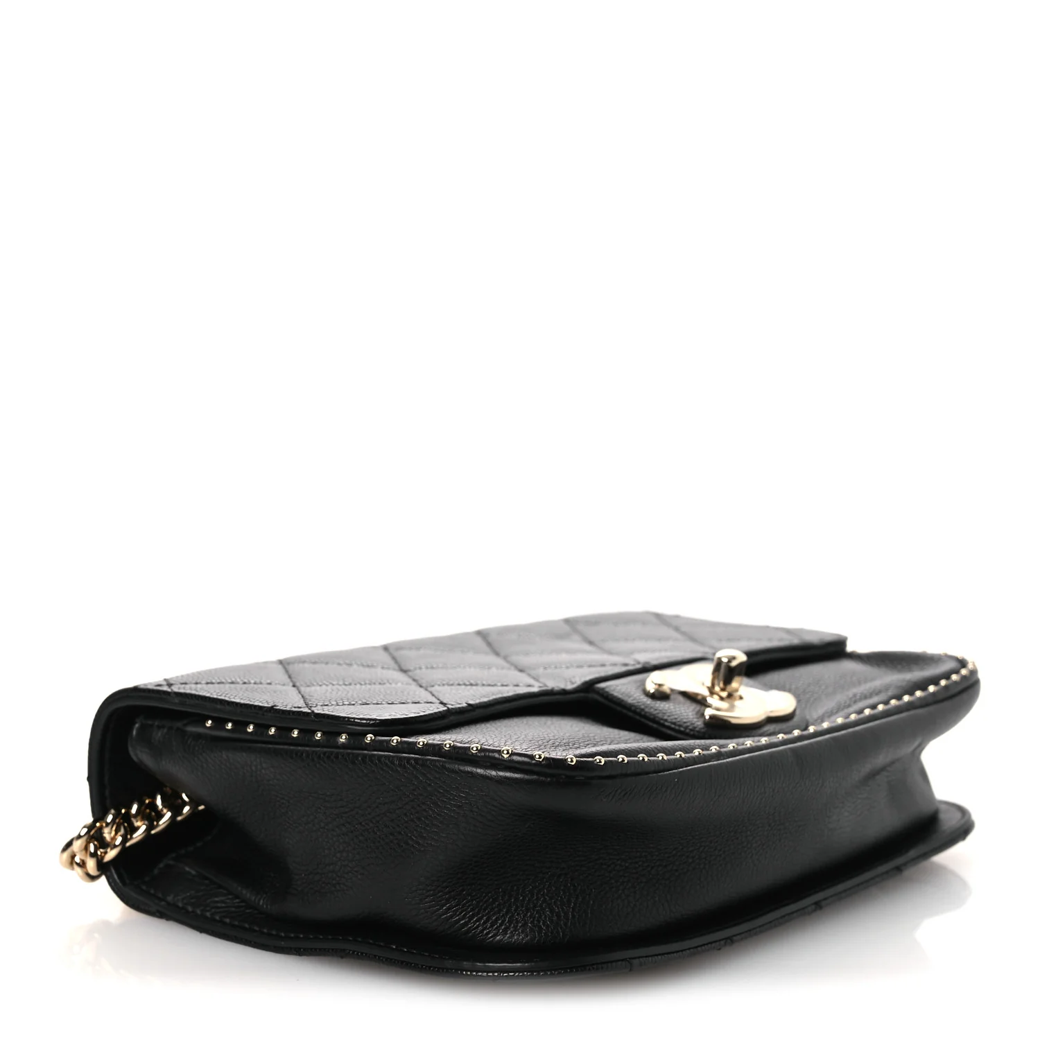 Caviar Quilted Small Studded Flap Black - Image 4