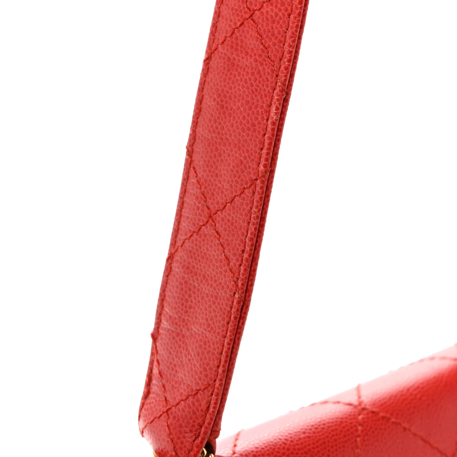 Caviar Stitched Flap Shoulder Bag Red - Image 15