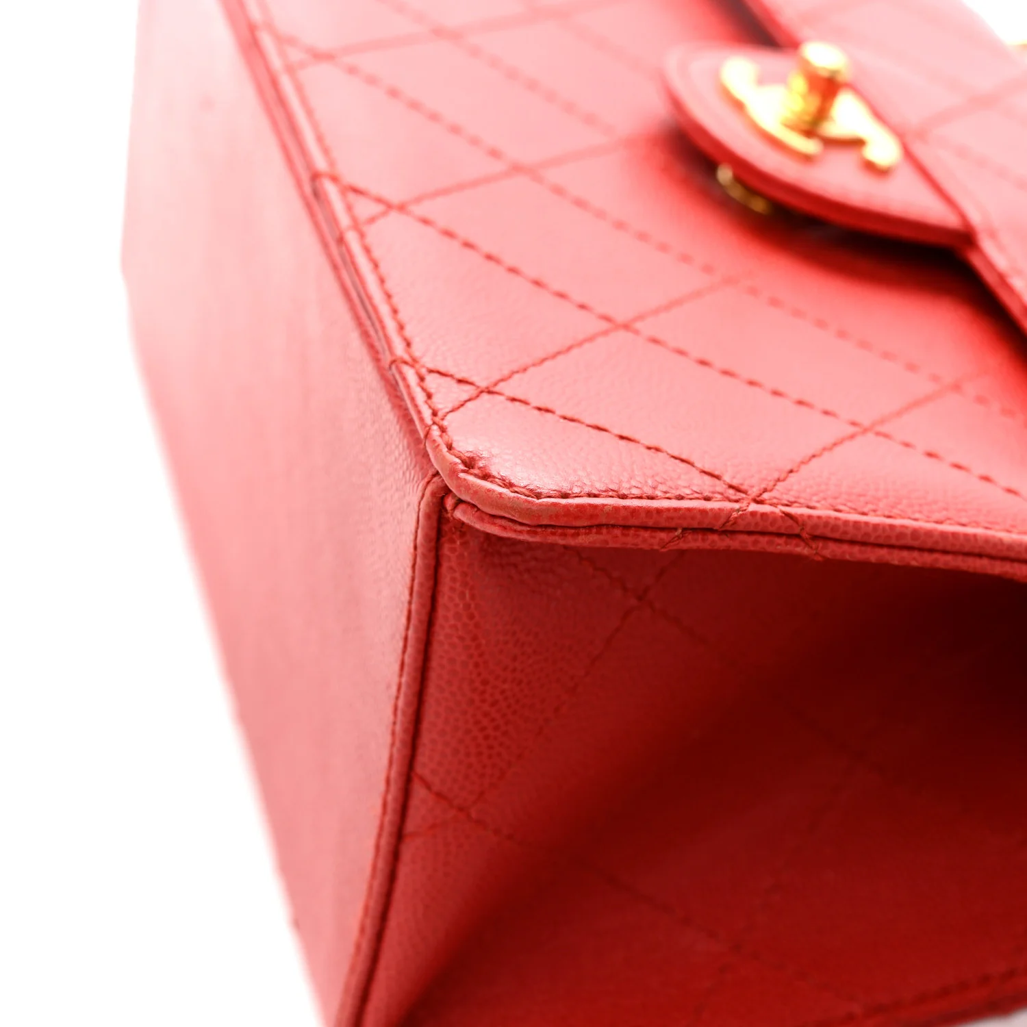 Caviar Stitched Flap Shoulder Bag Red - Image 17