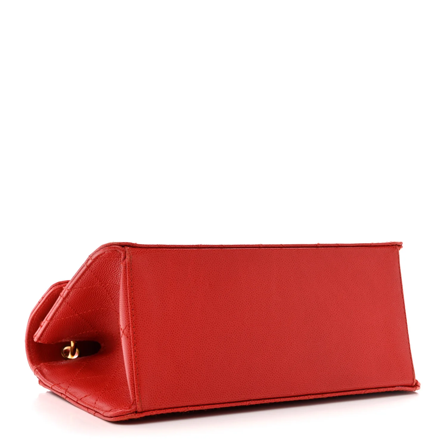 Caviar Stitched Flap Shoulder Bag Red - Image 4