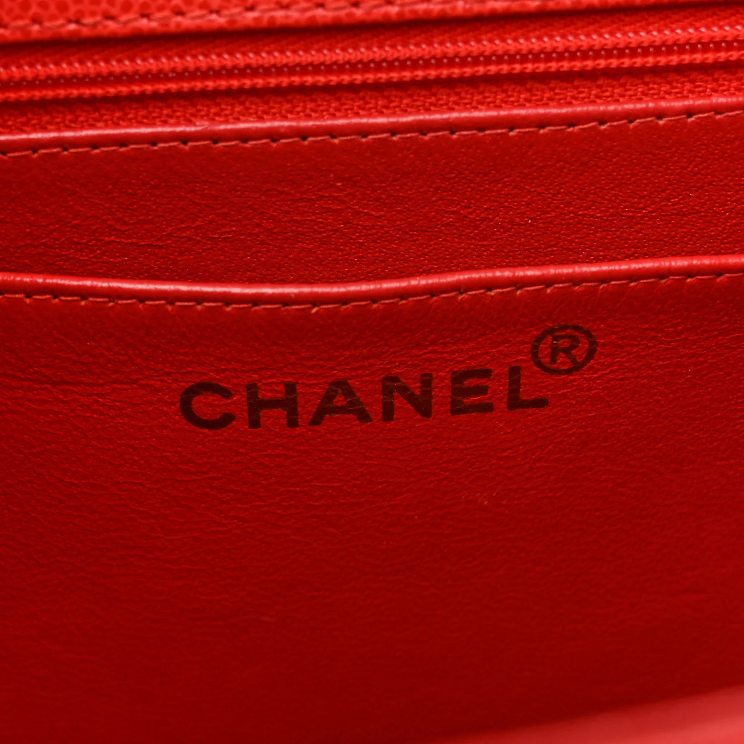 Caviar Stitched Flap Shoulder Bag Red - Image 6