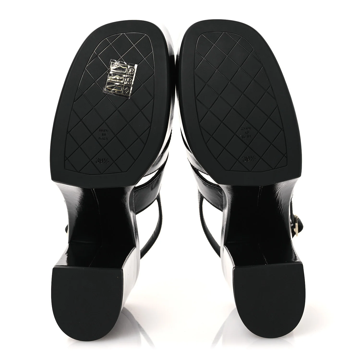 Crumpled Patent Lambskin Platform Sandals 39.5 Black - Image 7