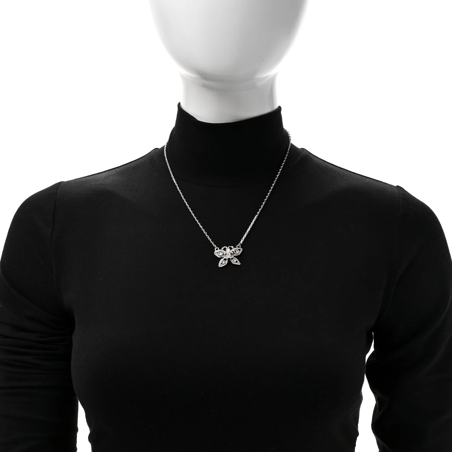 Crystal Butterfly CC Necklace Silver - Image 2