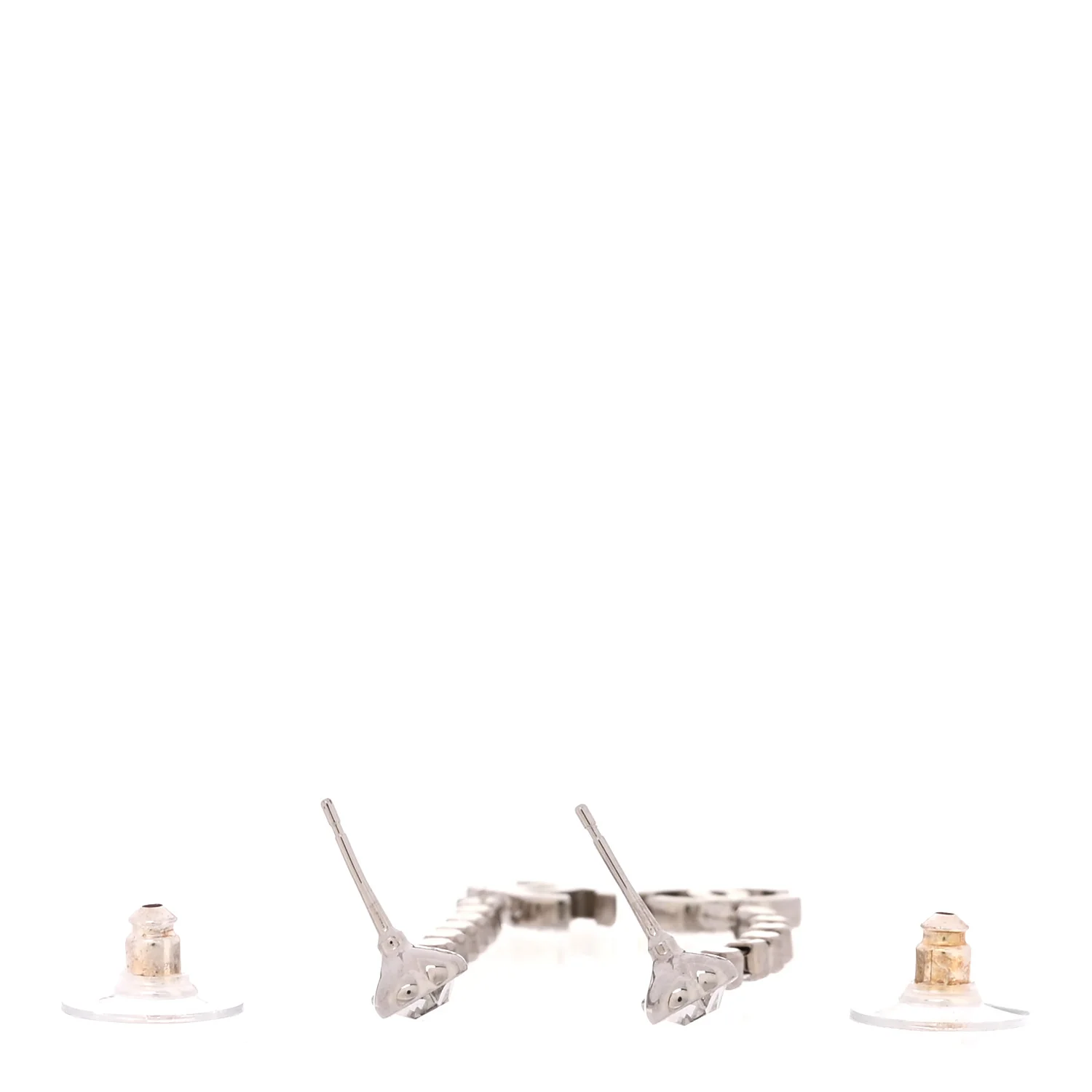 Crystal CC Heart Drop Earrings Silver - Image 3