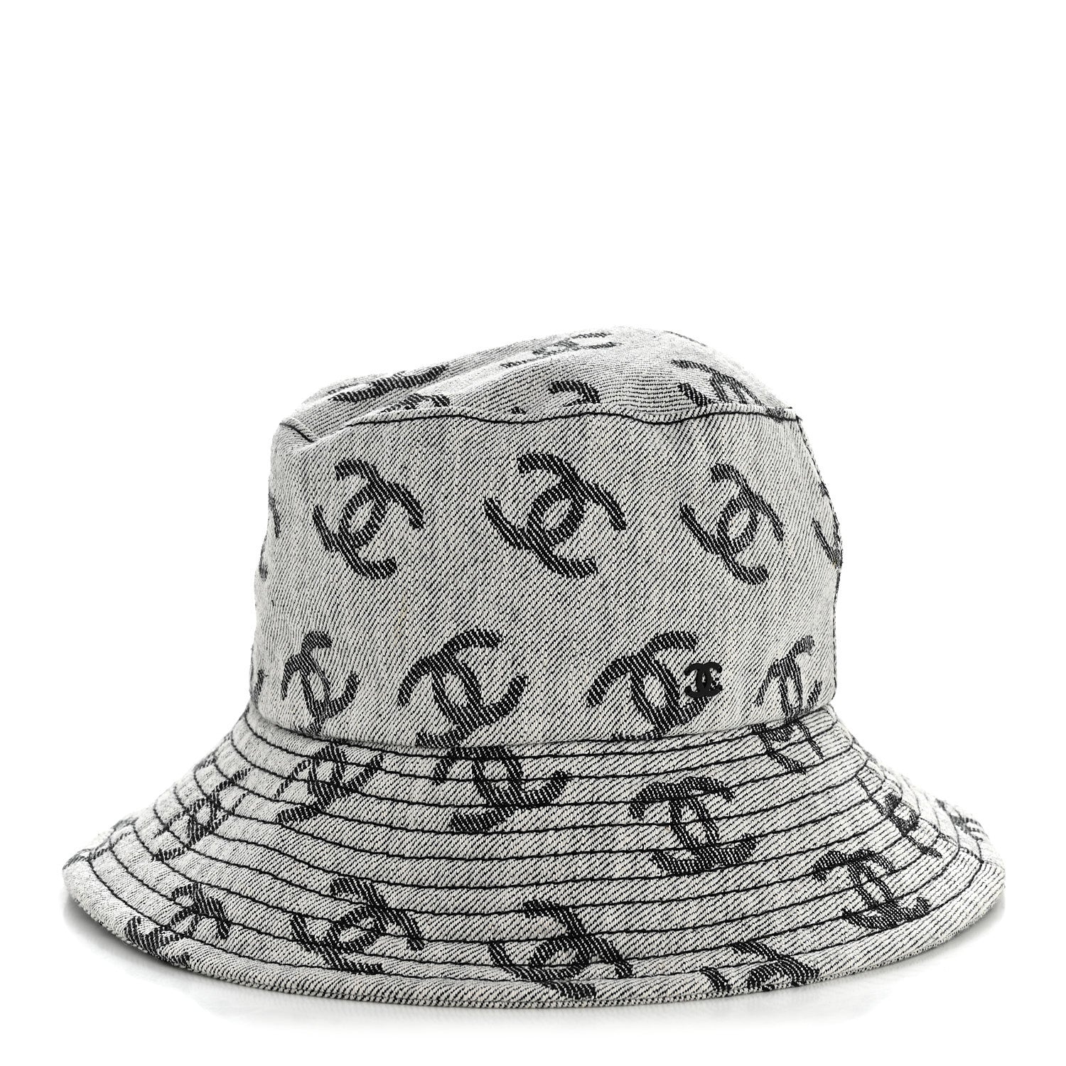 Denim CC Bucket Hat S White Black - Image 3
