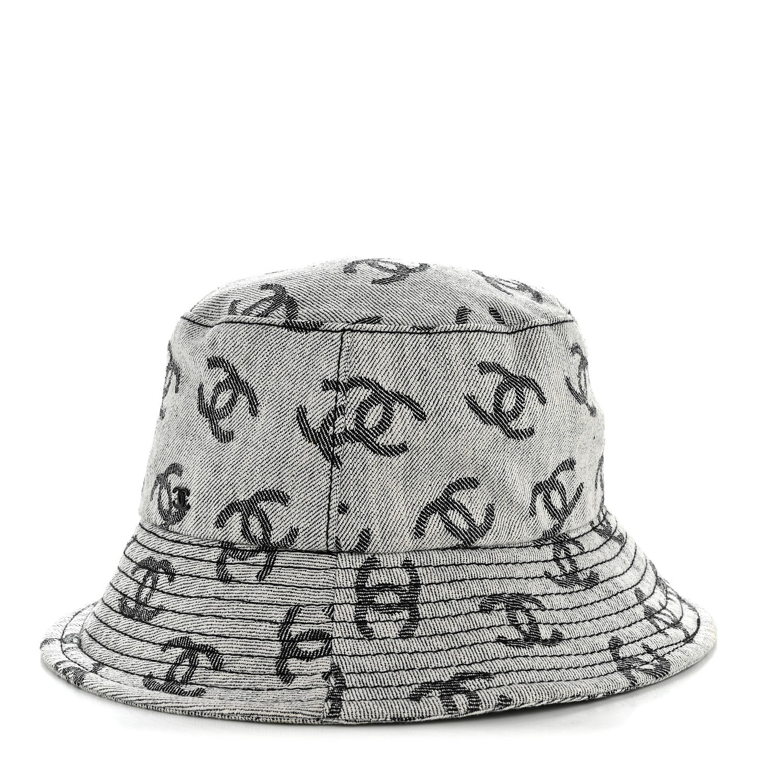 Denim CC Bucket Hat S White Black - Image 4