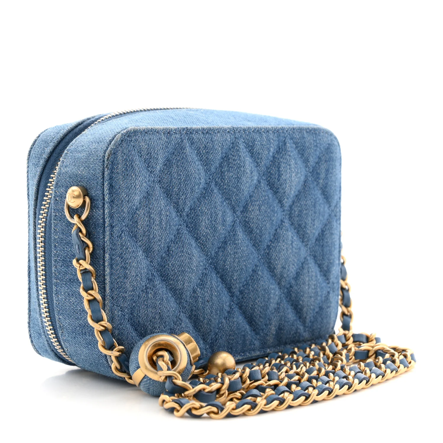 Denim Quilted CC Pearl Crush Camera Case Blue - Image 3
