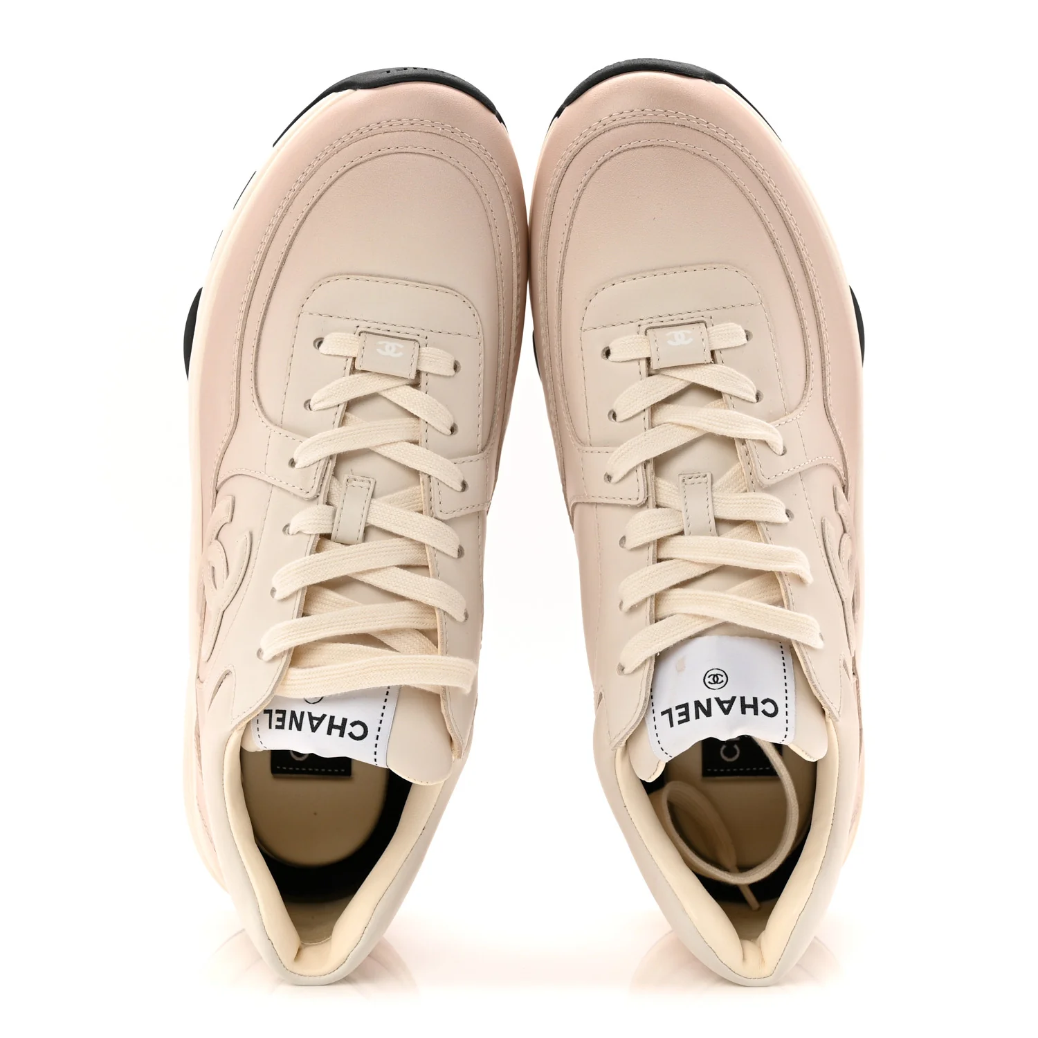 Gradiant Calfskin CC Womens Sneakers 40 Beige - Image 5