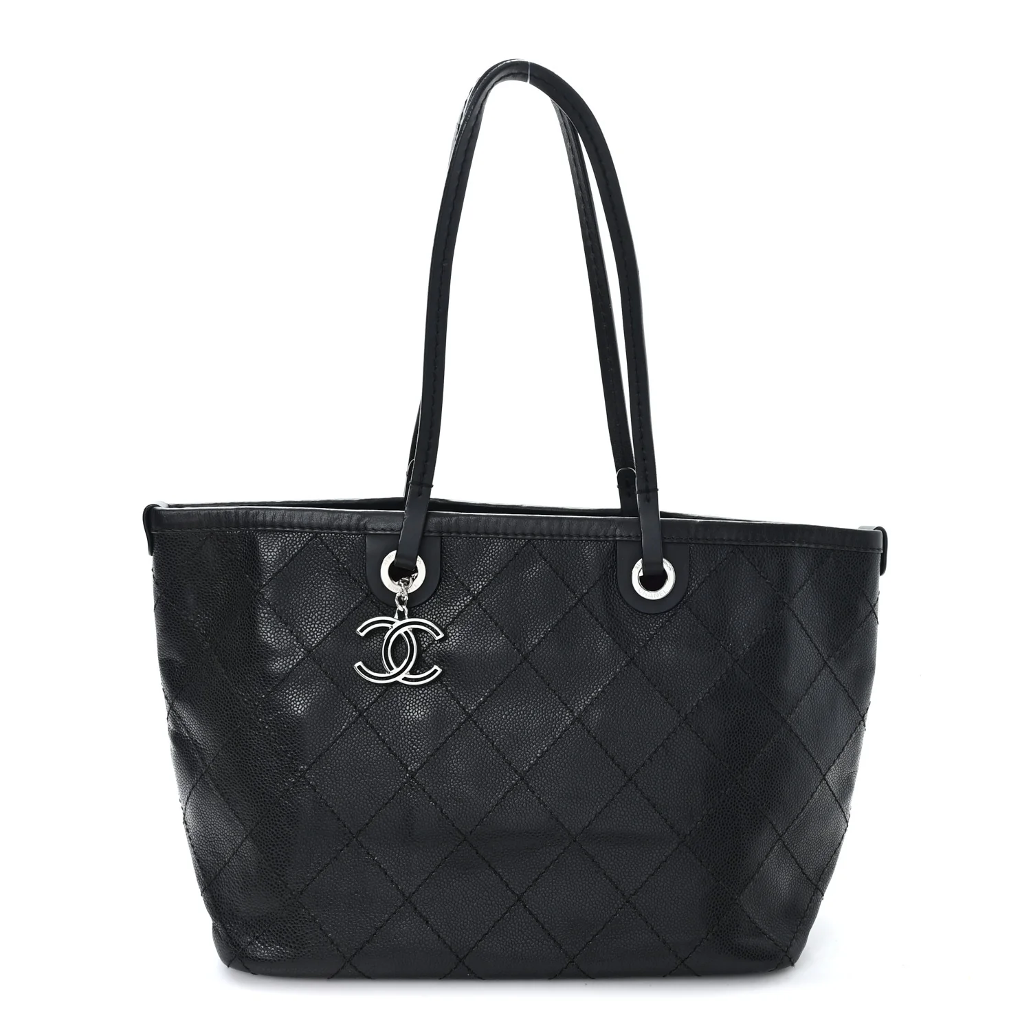 Grained Calfskin Shopping Fever Tote Black