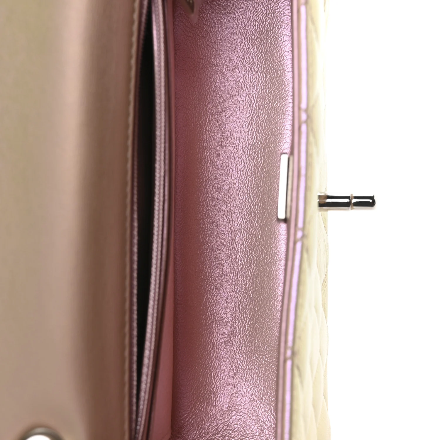 Iridescent Calfskin Quilted Mini Rectangular Flap Pink - Image 5
